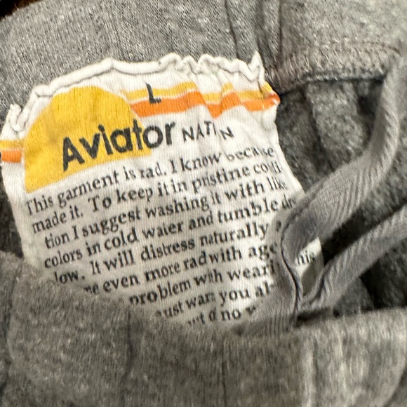 Aviator Nation Gray sweatpants with 5 neon stripes wrapped around left leg - Picture 3 of 3